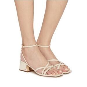 Sam Edelman Whitley Block Heel Sandals Ivory Leather – Size 9.5M